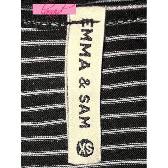 LF Emma & Sam Striped Cut-Out Cutouts O-Ring Edgy Gothic Slub Sleeveless Tank XS - Picture 4 of 5